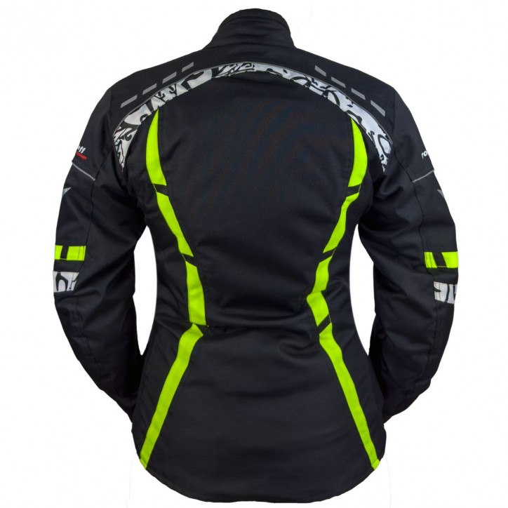 Roleff RO15092 - Motorradjacke für Damen in Schwarz / Neongelb Schlussverkauf