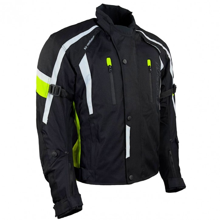 Roleff RO15043 - Kurze Motorradjacke in Schwarz / Neongelb Fabrikverkauf