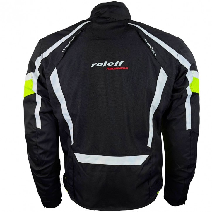 Roleff RO15043 - Kurze Motorradjacke in Schwarz / Neongelb Fabrikverkauf