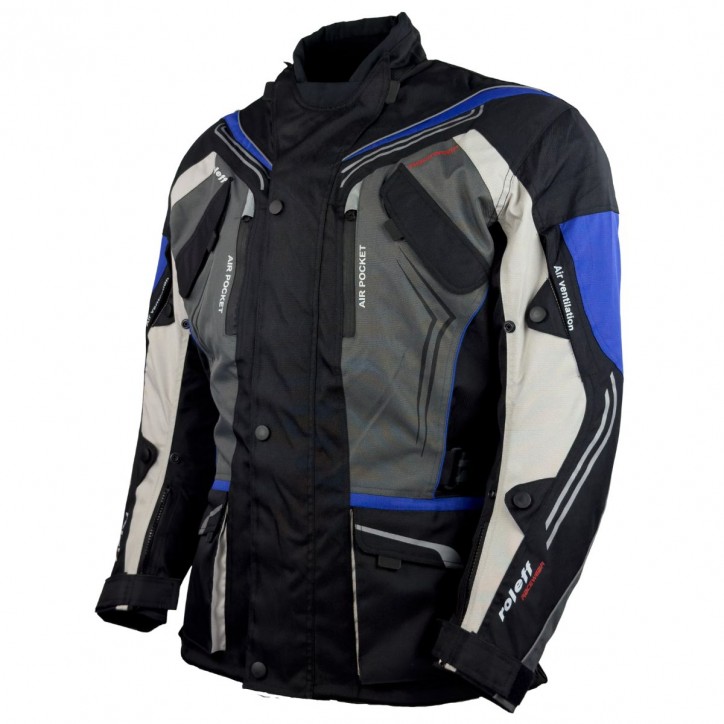 Roleff RO15112 - Motorradjacke in Schwarz / Grau / Weiß / Blau