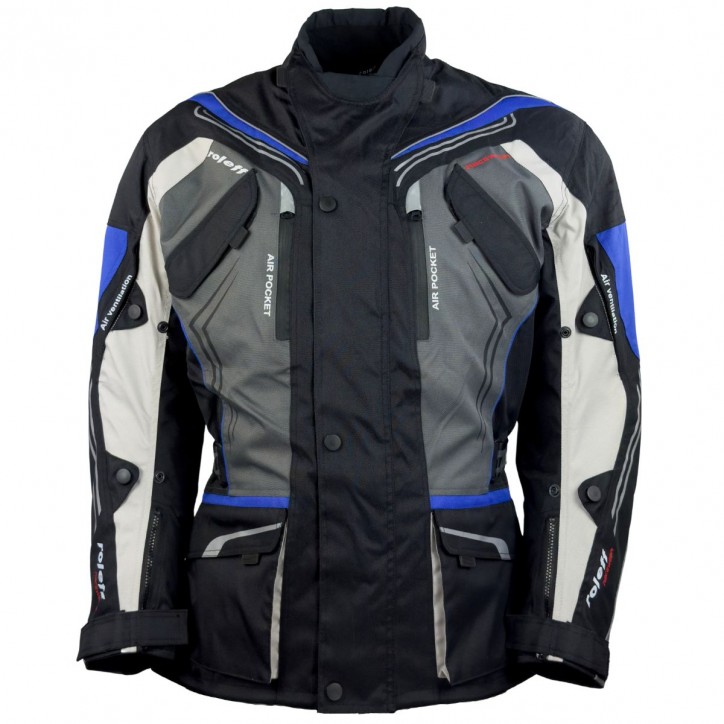 Roleff RO15112 - Motorradjacke in Schwarz / Grau / Weiß / Blau Blitzverkäufe