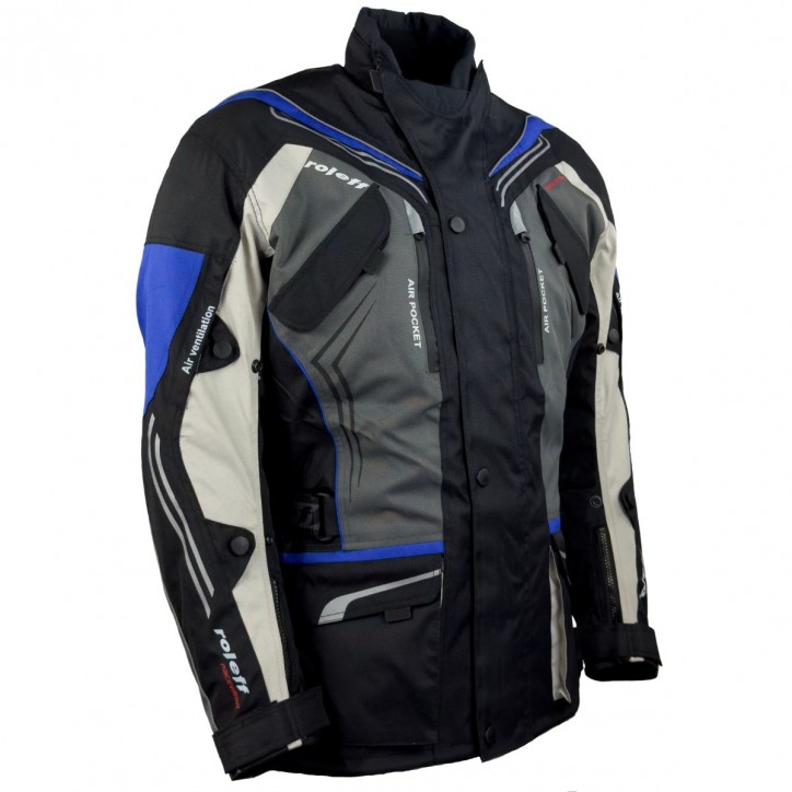 Roleff RO15112 - Motorradjacke in Schwarz / Grau / Weiß / Blau Blitzverkäufe