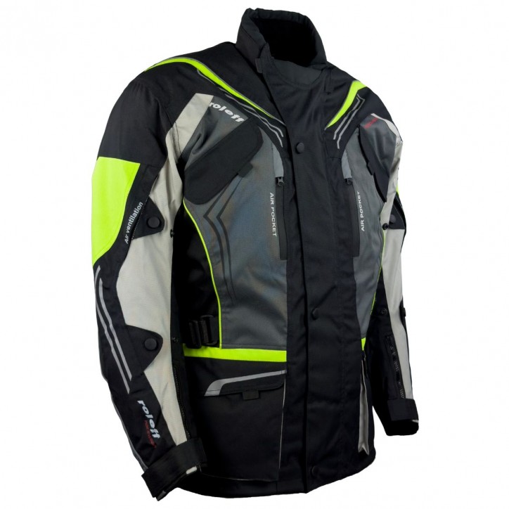 Roleff RO15113 - Motorradjacke in Schwarz / Grau / Weiß / Neongelb Online
