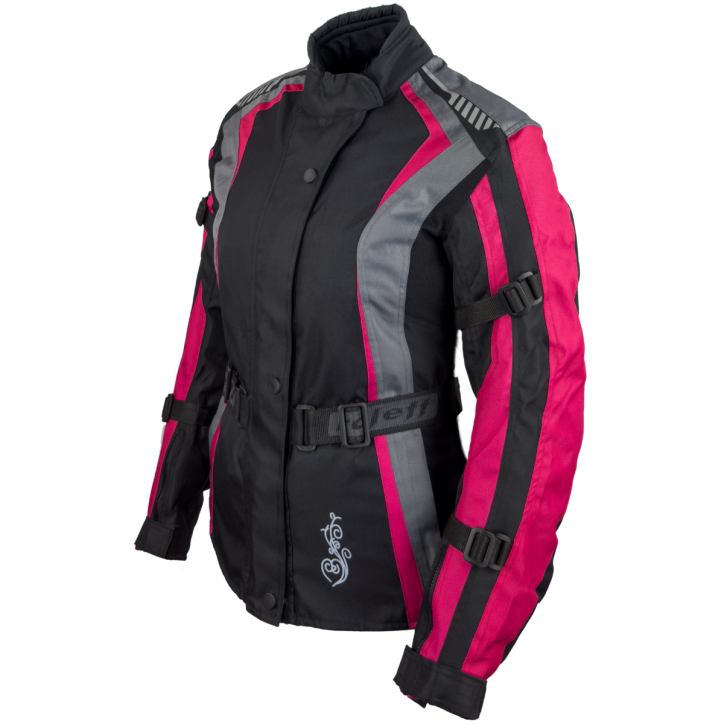 Roleff RO904 - Motorradjacke für Damen in Pink/Schwarz/Grau
