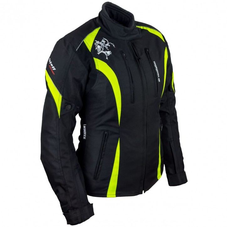 Roleff RO1502 - Motorradjacke für Damen in Schwarz / Neongelb Outlet