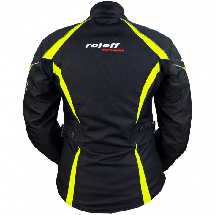 Roleff RO1502 - Motorradjacke für Damen in Schwarz / Neongelb Outlet