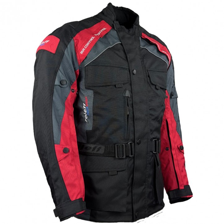 Roleff RO782 - Motorradjacke mit Wind-Tex® Klimamembrane - Belüftung - CE Protektoren - Schwarz / Rot im Angebot