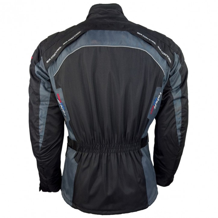 Roleff RO781 - Motorradjacke mit Wind-Tex® Klimamembrane - Belüftung - CE Protektoren - Schwarz / Grau Schlussverkauf