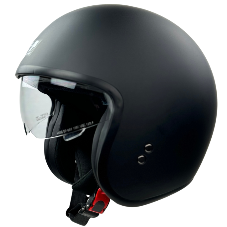 Roleff RR10701 - Römer Jethelm - Motorradhelm mit Sonnenvisier + gratis klarem Visier, mattschwarz Outlet