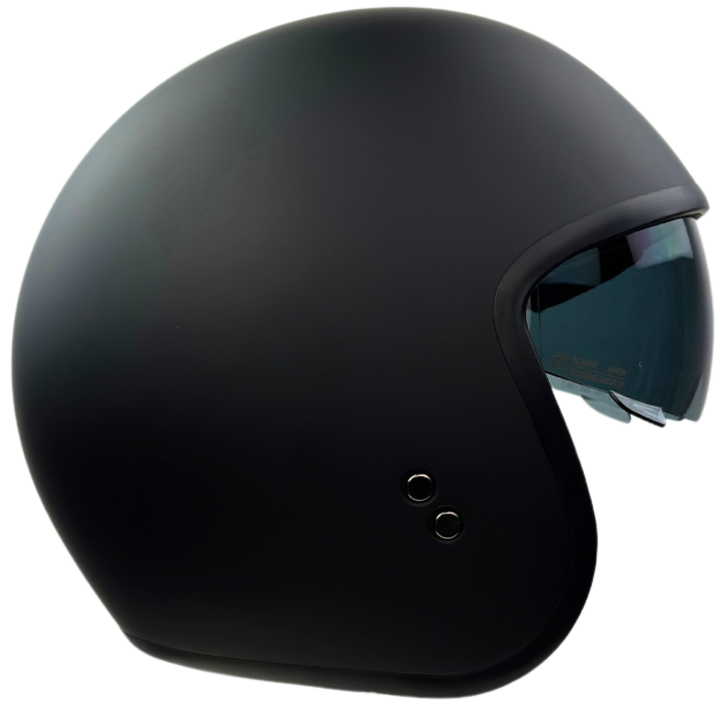 Roleff RR10701 - Römer Jethelm - Motorradhelm mit Sonnenvisier + gratis klarem Visier, mattschwarz Outlet