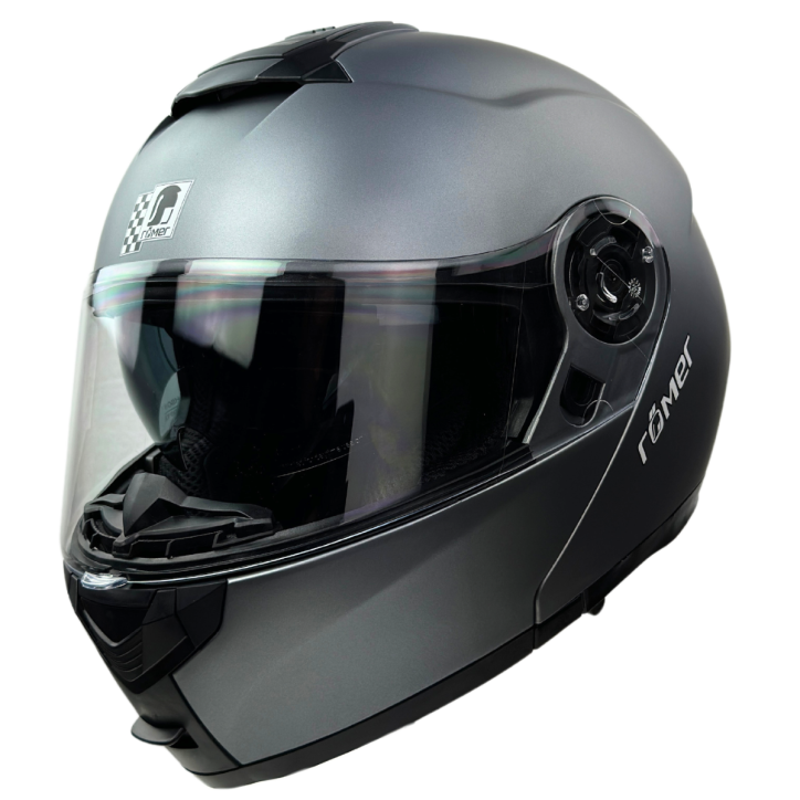 Roleff RR20771 - Römer Klapphelm -Motorradhelm mit Sonnenvisier, titanium- matt Auslauf