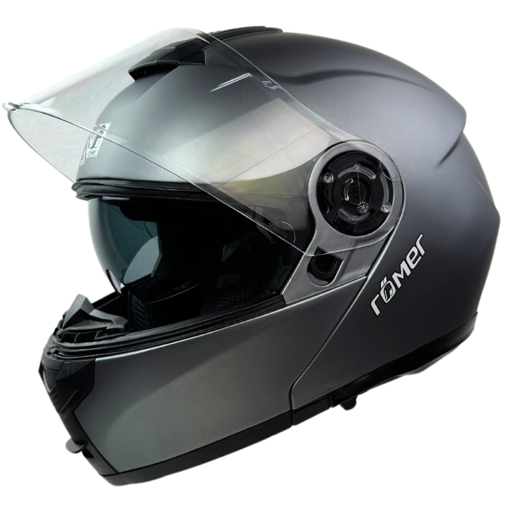 Roleff RR20771 - Römer Klapphelm -Motorradhelm mit Sonnenvisier, titanium- matt Auslauf