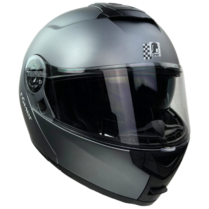 Roleff RR20771 - Römer Klapphelm -Motorradhelm mit Sonnenvisier, titanium- matt Auslauf
