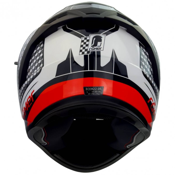 Roleff RO202216 - Integralhelm mit Sonnenvisier, weiss/ schwarz/ rot, glänzend Günstiger Verkauf