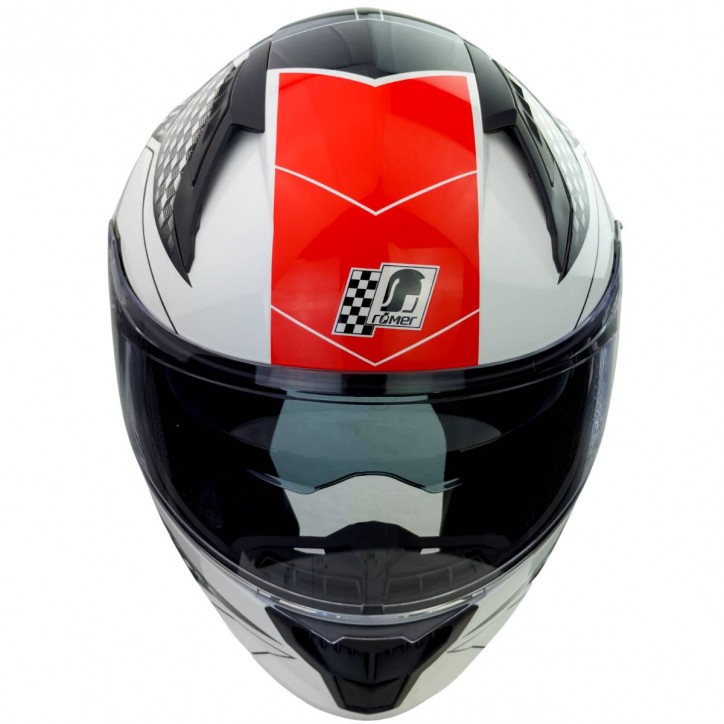 Roleff RO202216 - Integralhelm mit Sonnenvisier, weiss/ schwarz/ rot, glänzend Günstiger Verkauf