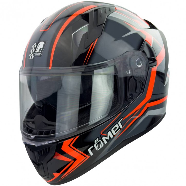 Roleff RO202212 - Integralhelm mit Sonnenvisier, Neonorange glänzend