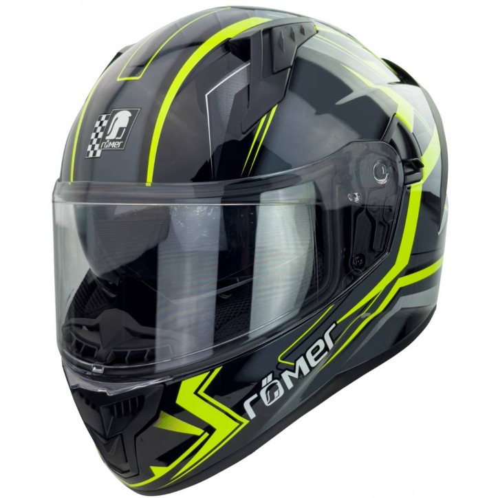 Roleff RO202211 - Integralhelm mit Sonnenvisier, Neongelb glänzend