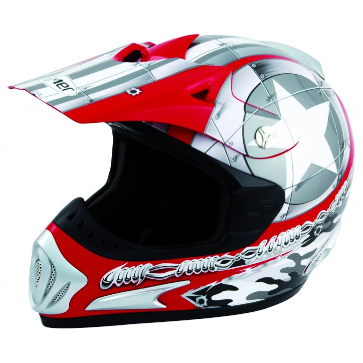 Roleff Römer Starcross- Crosshelm mit Helmschild schwarz / rot