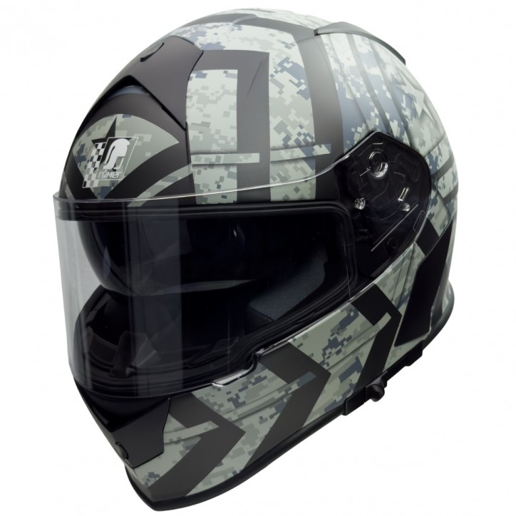 Roleff RO818 - Integralhelm mit Sonnenvisier in schwarz / grau Dekor