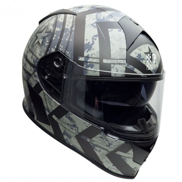 Roleff RO818 - Integralhelm mit Sonnenvisier in schwarz / grau Dekor im Angebot