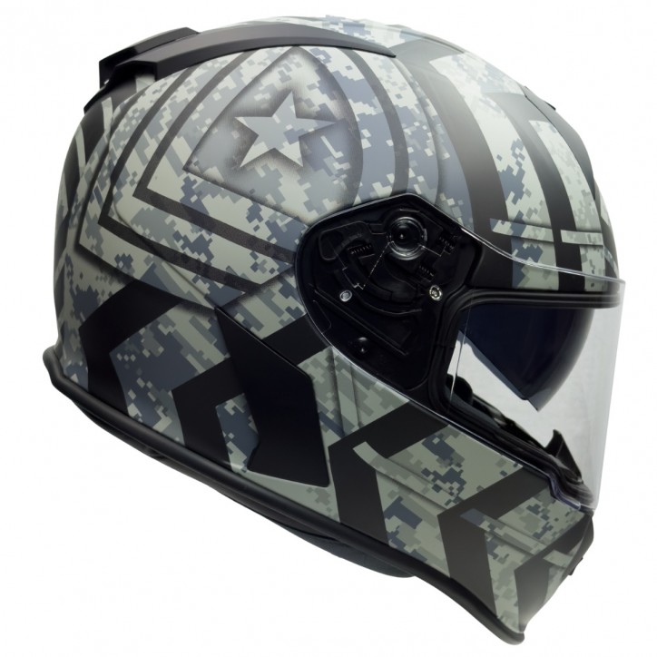 Roleff RO818 - Integralhelm mit Sonnenvisier in schwarz / grau Dekor im Angebot