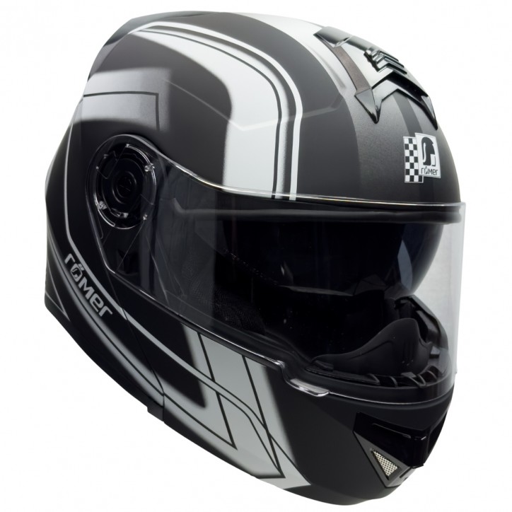Roleff RO20057 - Schwarz-weißer Klapphelm mit integriertem Sonnenvisier im Angebot