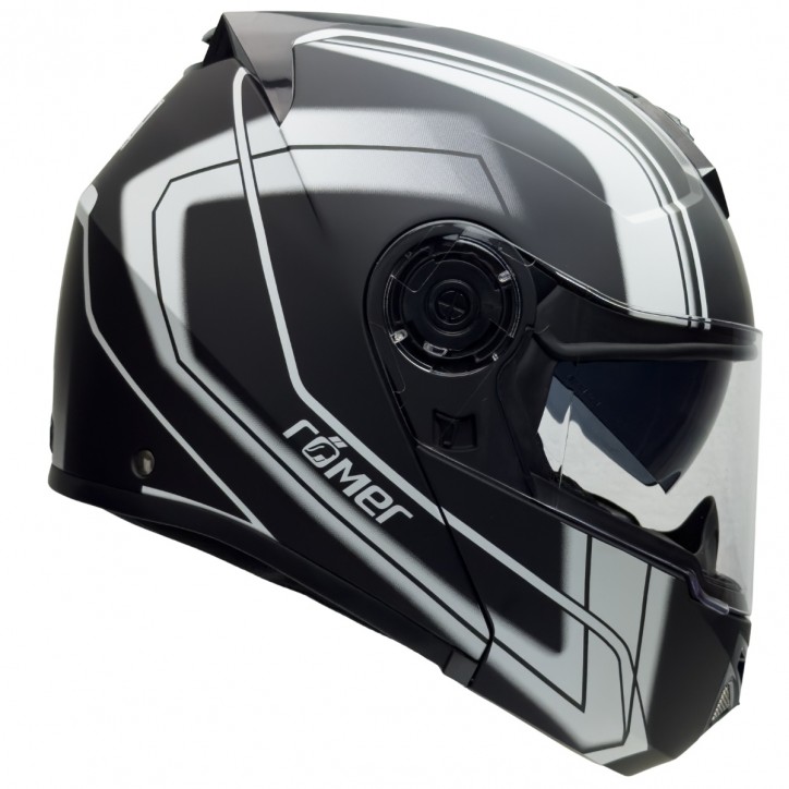 Roleff RO20057 - Schwarz-weißer Klapphelm mit integriertem Sonnenvisier im Angebot
