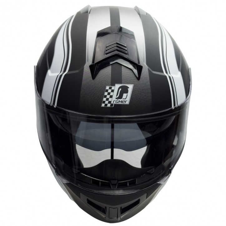 Roleff RO20057 - Schwarz-weißer Klapphelm mit integriertem Sonnenvisier im Angebot