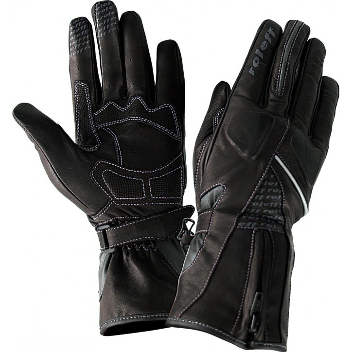 Roleff RO76 - Schwarze Motorrad- Damenhandschuhe aus Leder