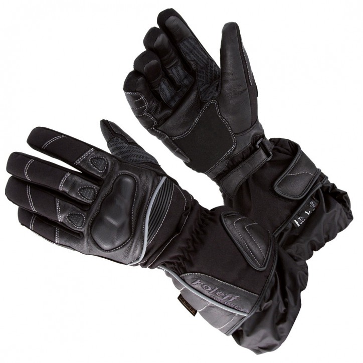 Roleff RO82 - Schwarze Motorradhandschuhe mit warmen Innenfutter für den Winter