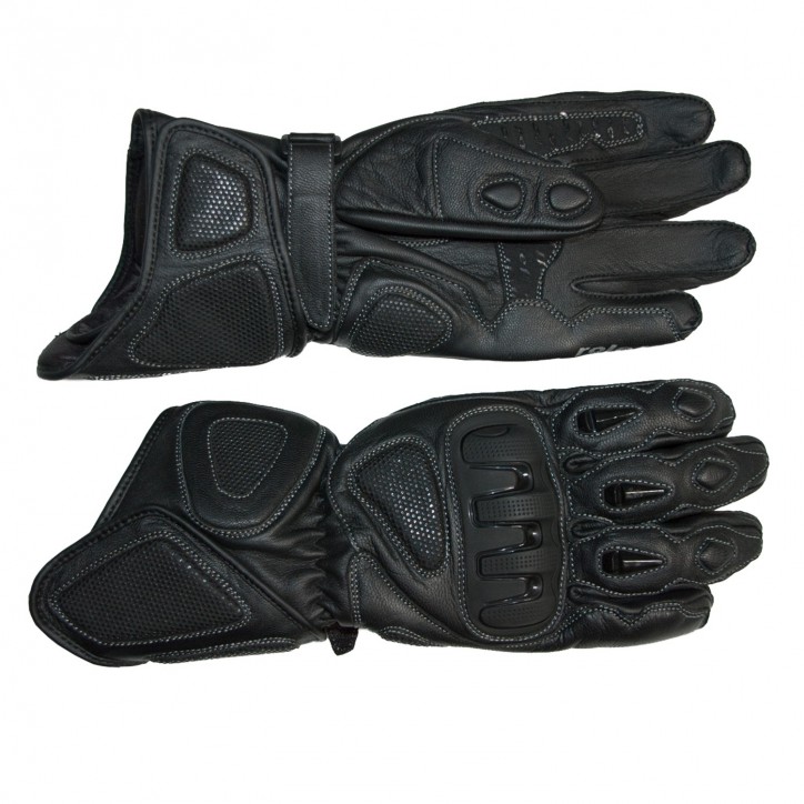 Roleff RO49 - leichter, langer Leder/Textil Motorradhandschuh mit Hartschalen