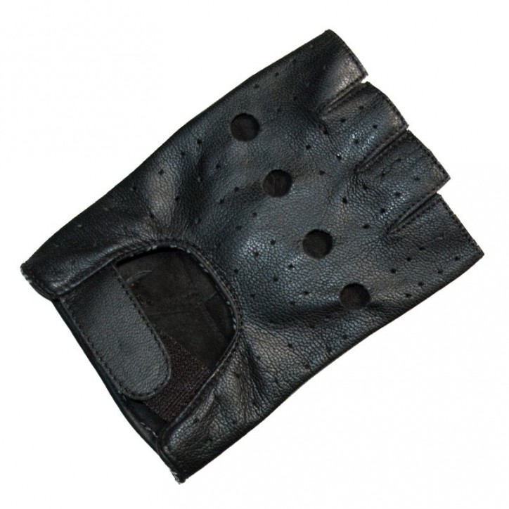 Roleff RO30 - Schwarze, fingerlose Handschuhe aus Leder