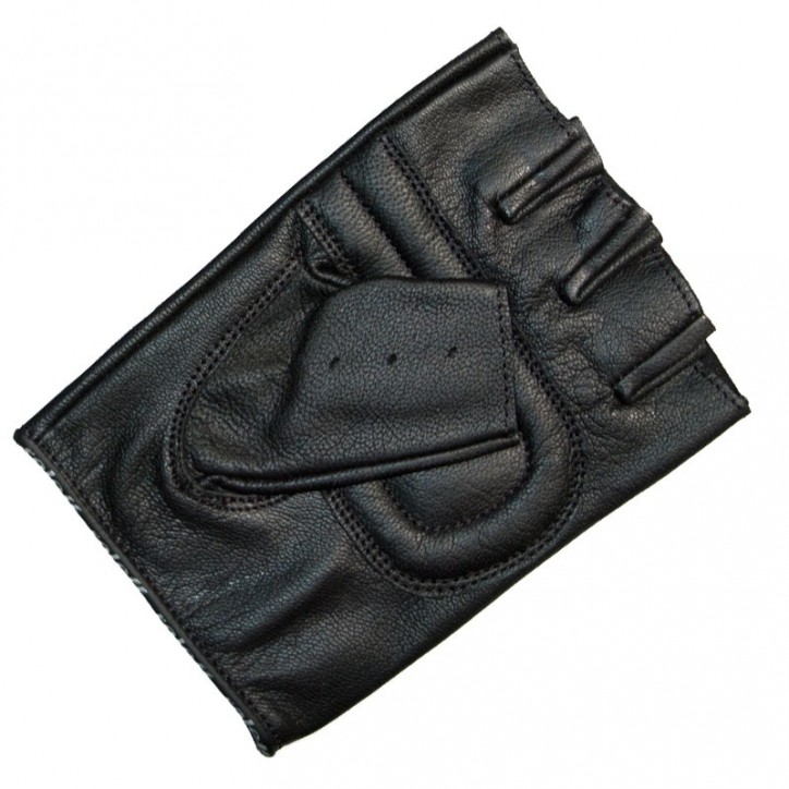 Roleff RO30 - Schwarze, fingerlose Handschuhe aus Leder Günstiger Verkauf
