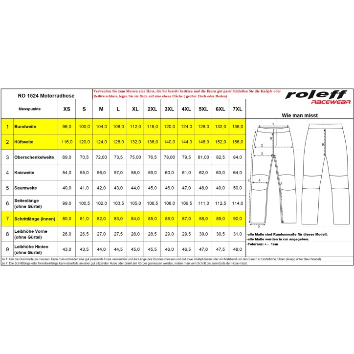 Roleff RO1524 - Helle Motorradhose mit Belüftungssystem und Stretch-Einsätzen Auslauf