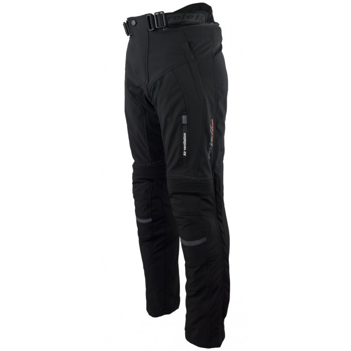 Roleff RO400 - Schwarze Softshell Motorradhose mit Belüftungssystem, Klimamembrane und Thermofutter