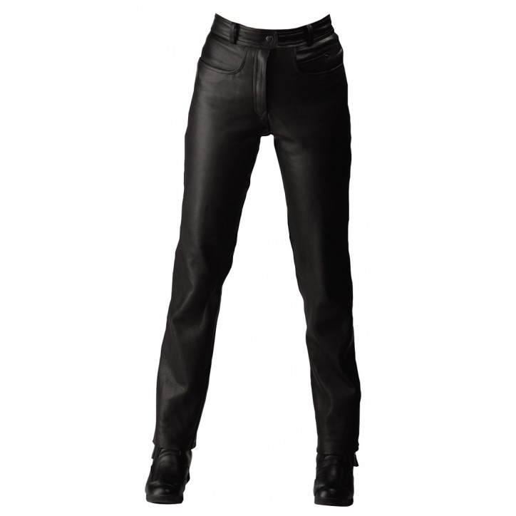 Roleff RO2 - Schwarze, klassische Lederjeans mit Taschen für Protektoren
