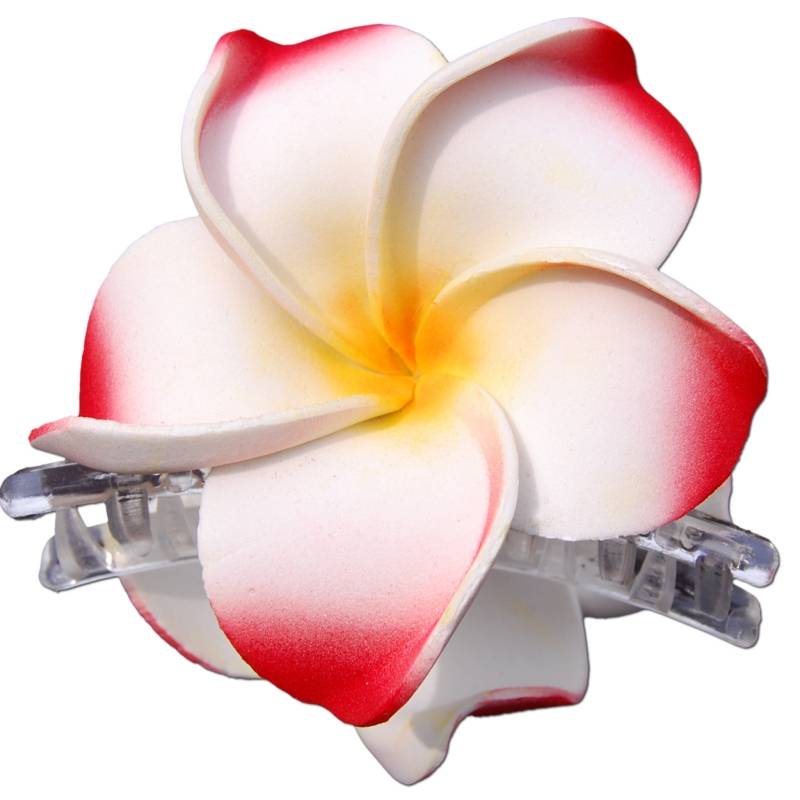 ﻿Seestern Sportswear SEESTERN Bali Hawaii Haarklammer 2 Frangipani Blüten aus Moosgummi, Haarspange Rot
