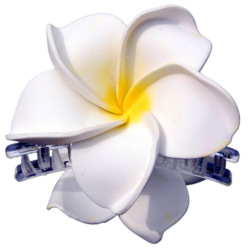Seestern Sportswear SEESTERN Bali Hawaii Haarklammer 2 Frangipani Blüten aus Moosgummi, Haarspange Weiß
