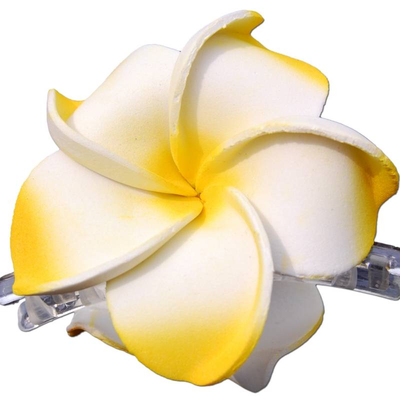 Seestern Sportswear SEESTERN Bali Hawaii Haarklammer 2 Frangipani Blüten aus Moosgummi, Haarspange Gelb