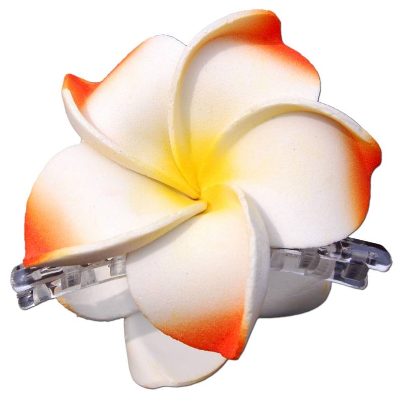 Seestern Sportswear SEESTERN Bali Hawaii Haarklammer 2 Frangipani Blüten aus Moosgummi, Haarspange Orange