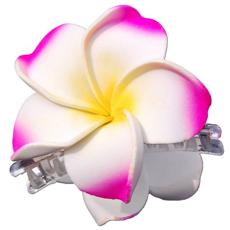 Seestern Sportswear SEESTERN Bali Hawaii Haarklammer 2 Frangipani Blüten aus Moosgummi, Haarspange Lila