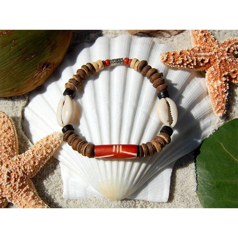 Seestern Sportswear SEESTERN Armband / Armbänder mit Kauri Muschel Design, Muschel Modeschmuck/006.bw Auslauf