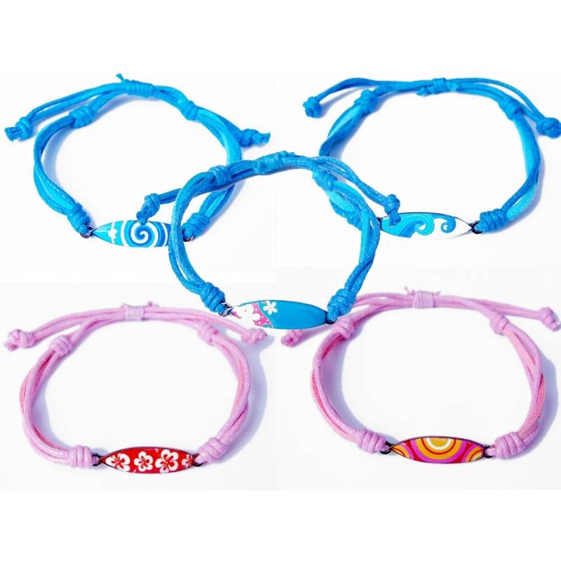 Seestern Sportswear SEESTERN Armband / Armbänder mit Metal Surfboard Design Modeschmuck/1802-06 5er Pack