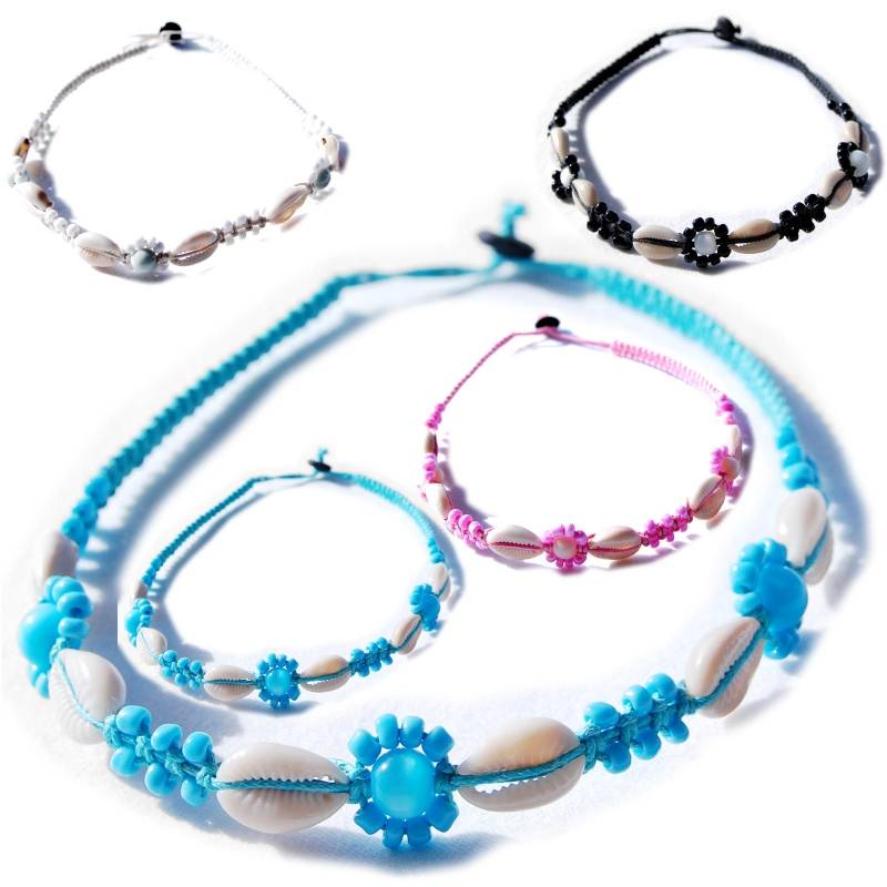 Seestern Sportswear Seestern Halskette Modeschmuck aus Kauri Muscheln & geflochtenem Halsband/116