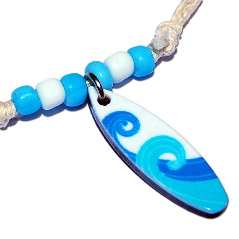 Seestern Sportswear Seestern Halskette Modeschmuck mit Surfboard Nylon Anhänger 2,5 cm variables Halsband /1587