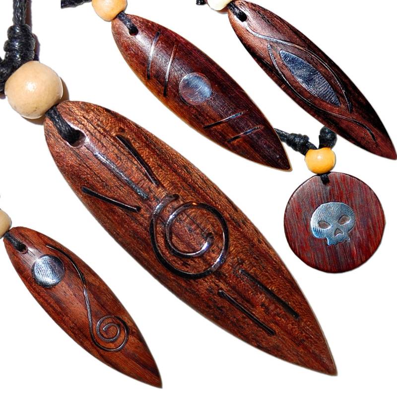 Seestern Sportswear Seestern Halskette Modeschmuck Surfboard Holz/Metall Anhänger variables Halsband