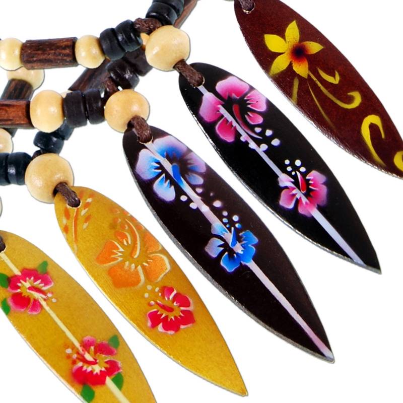 Seestern Sportswear Seestern Surfboard Halskette Modeschmuck mit Surf Holz Anhänger variables Band