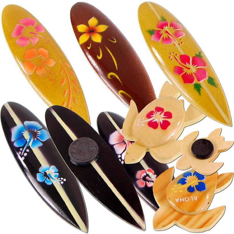 Seestern Sportswear Deko Holz Surfboard /Turtle mit Magnet 10 & 5 cm Airbrush Surfen Wellenreiten /1441-47