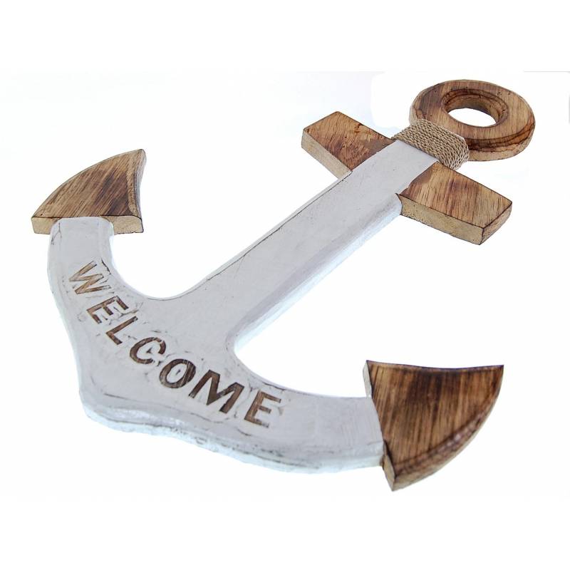 Seestern Sportswear Dekorations Holz Wand Schild Anker Willkommen 50 x 36 cm /1995 Fabrikverkauf