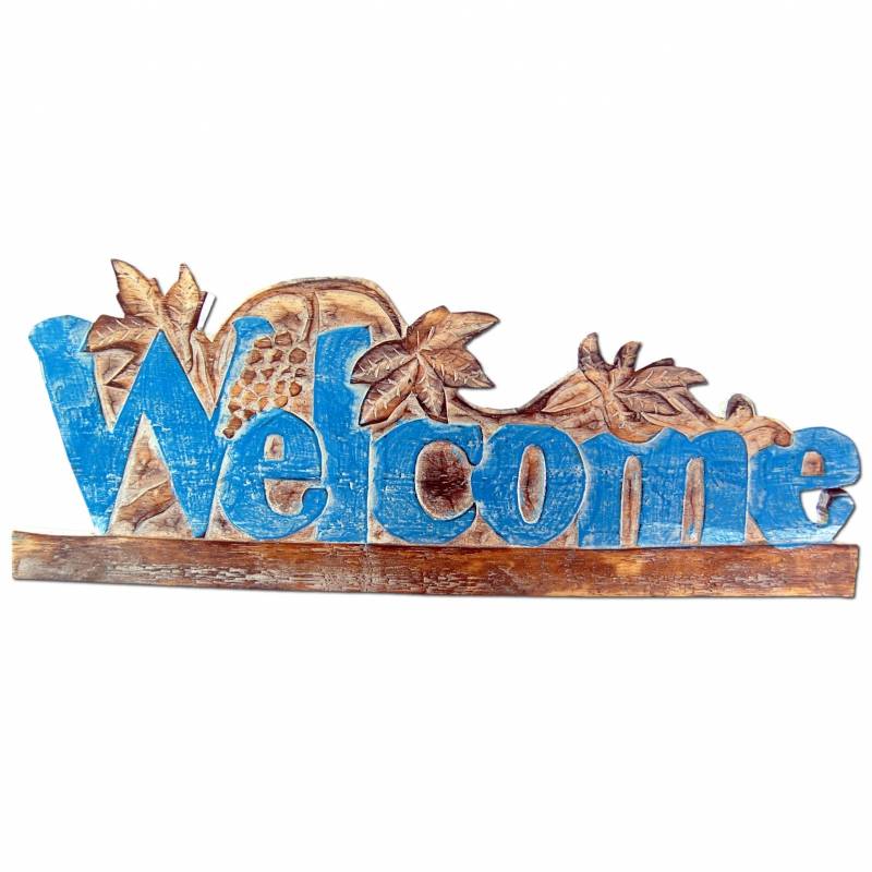 Seestern Sportswear Dekorations Holz Wand Schild Welcome Willkommen 41 x 15 cm /1984